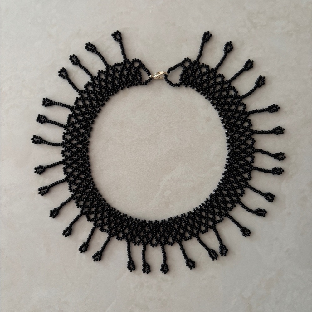 Elegant Black Beaded Choker Necklace